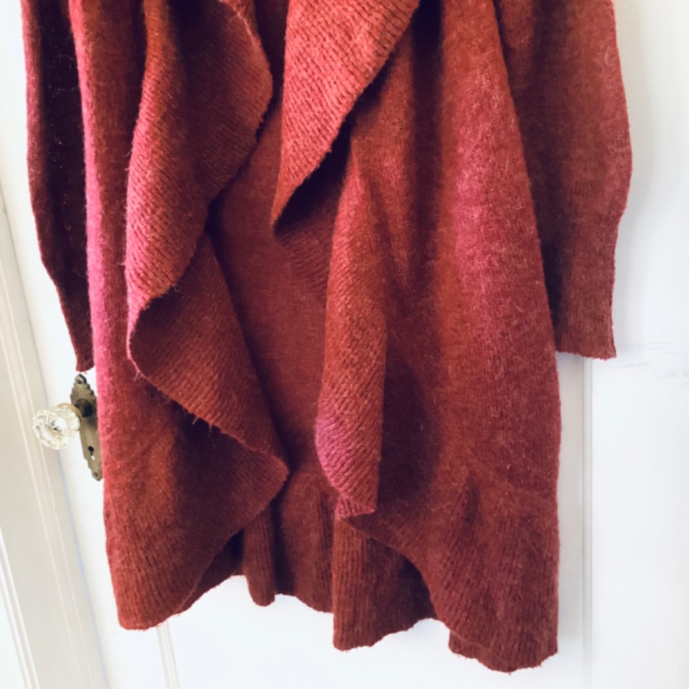 The Limited Rust Red Open-Front Shawl Collar Ruff… - image 4